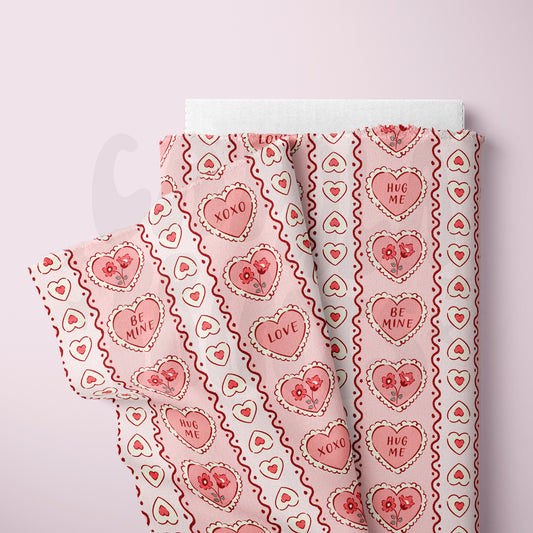 Valentine Hearts Stripes Seamless Pattern