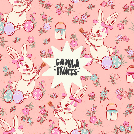 Easter Bunny in Pink Seamless Pattern - Colorways Included