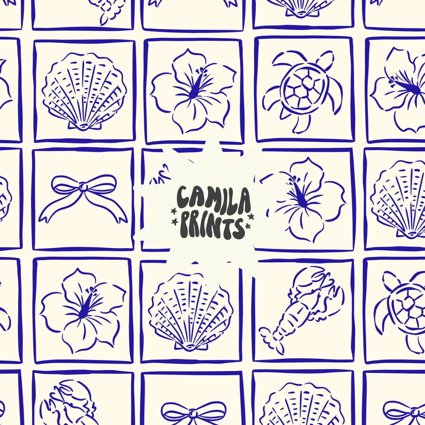 Seashell Tiles Seamless File - Colourways Included