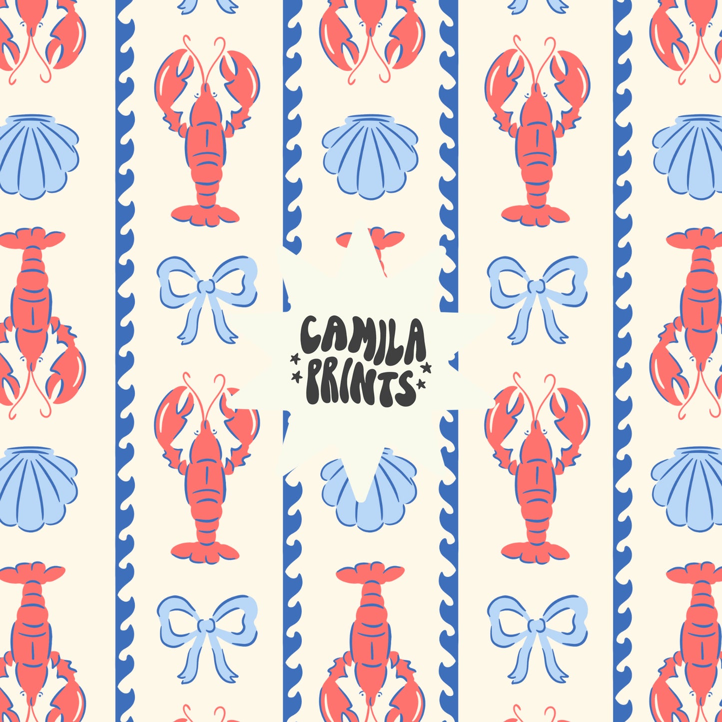Lobsters and Seashells Seamless File - Colourway Included