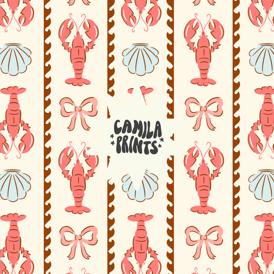 Lobsters and Seashells Seamless File - Colourway Included