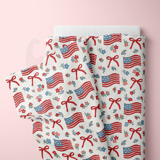 Preppy 4th Flags and Bows Seamless File