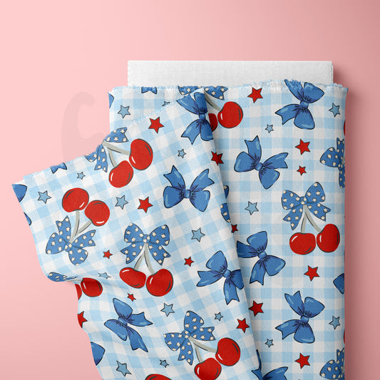 Fourth of July Cherry in Blue Seamless File