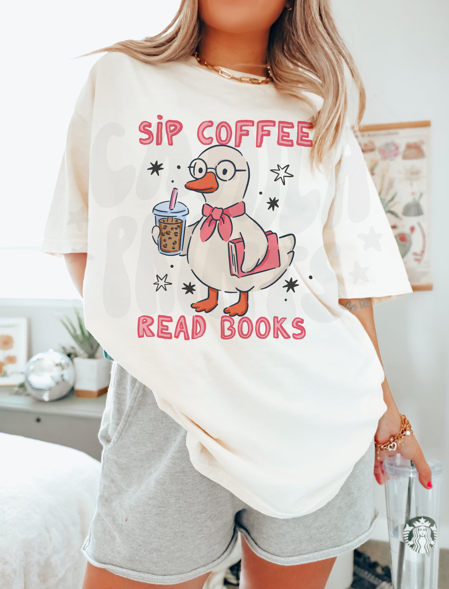 Goose Books and Coffee PNG Shirt Design