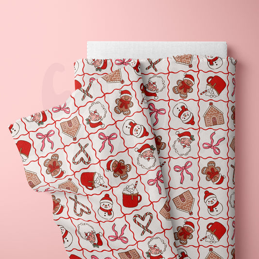 Santa and Bows Checkerboard