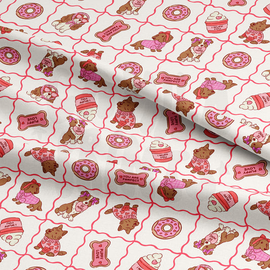 Valentines Dogs and Bows Checkerboard