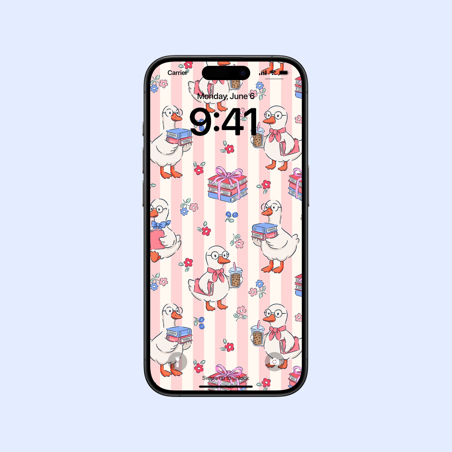 Silly Goose Book Club in Pink Wallpaper