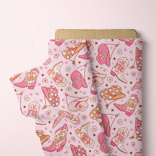 Pink Cowboy Boots and Hats Seamless File for Fabric Sublimation