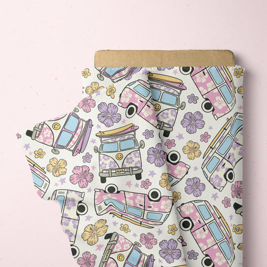 Hippie Bus Summer Seamless File for Fabric Sublimation