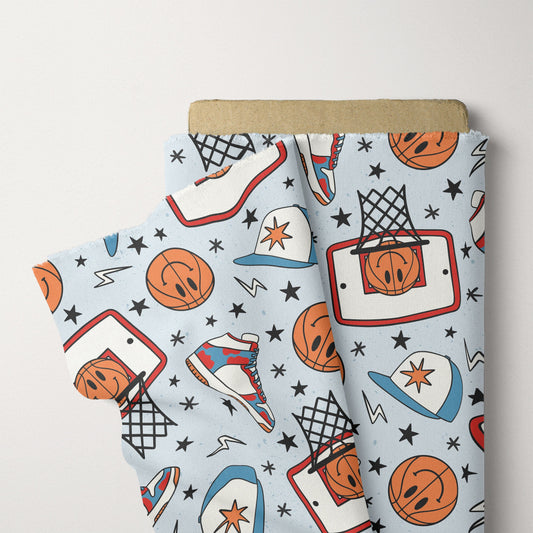 Basketball Pattern Retro Seamless Repeat Pattern for Fabric Sublimation