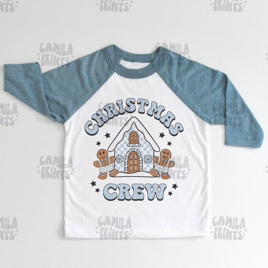 Boy Christmas Crew Sublimation Gingerbread House PNG Shirt Design