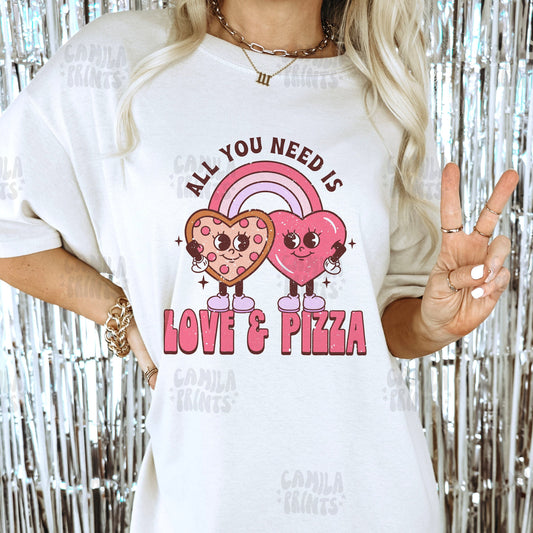 Valentines Png Sublimation Love and Pizza SVG Shirt Design