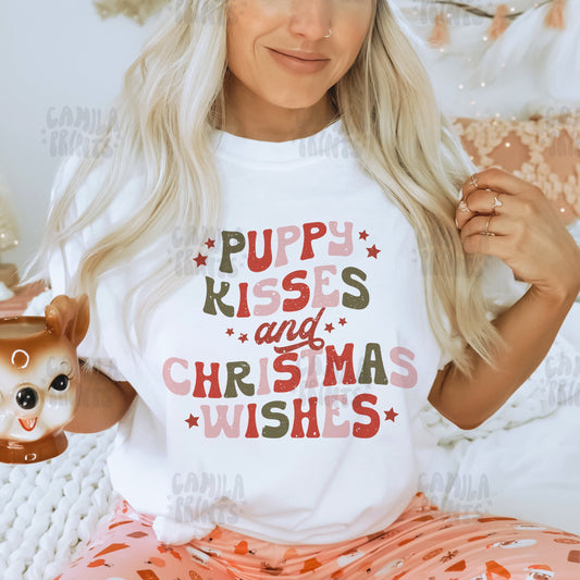 Christmas Wishes Png Sublimation Puppy Kisses SVG Shirt Design