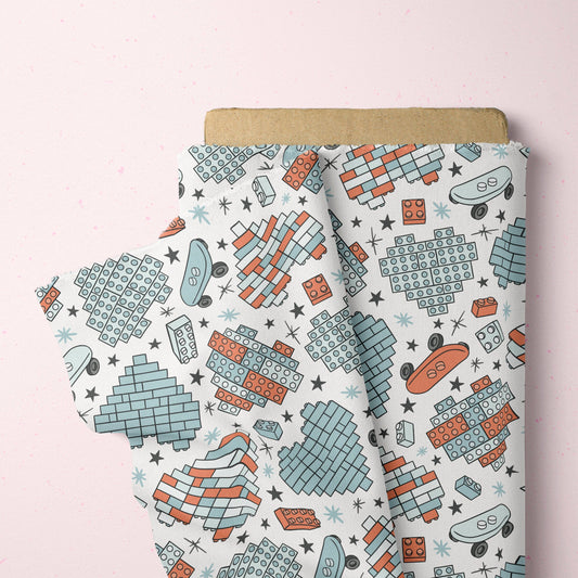 Boy Valentines Pattern Building Blocks Seamless File for Fabric Sublimation