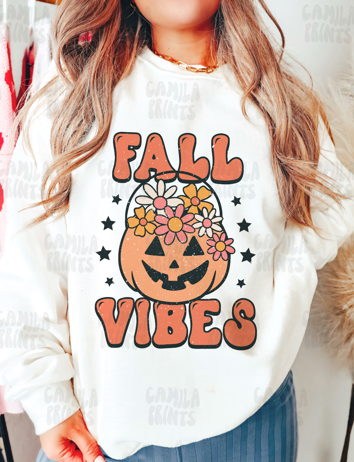 Fall Vibes Sublimation Hippie Pumpkin PNG Shirt Design
