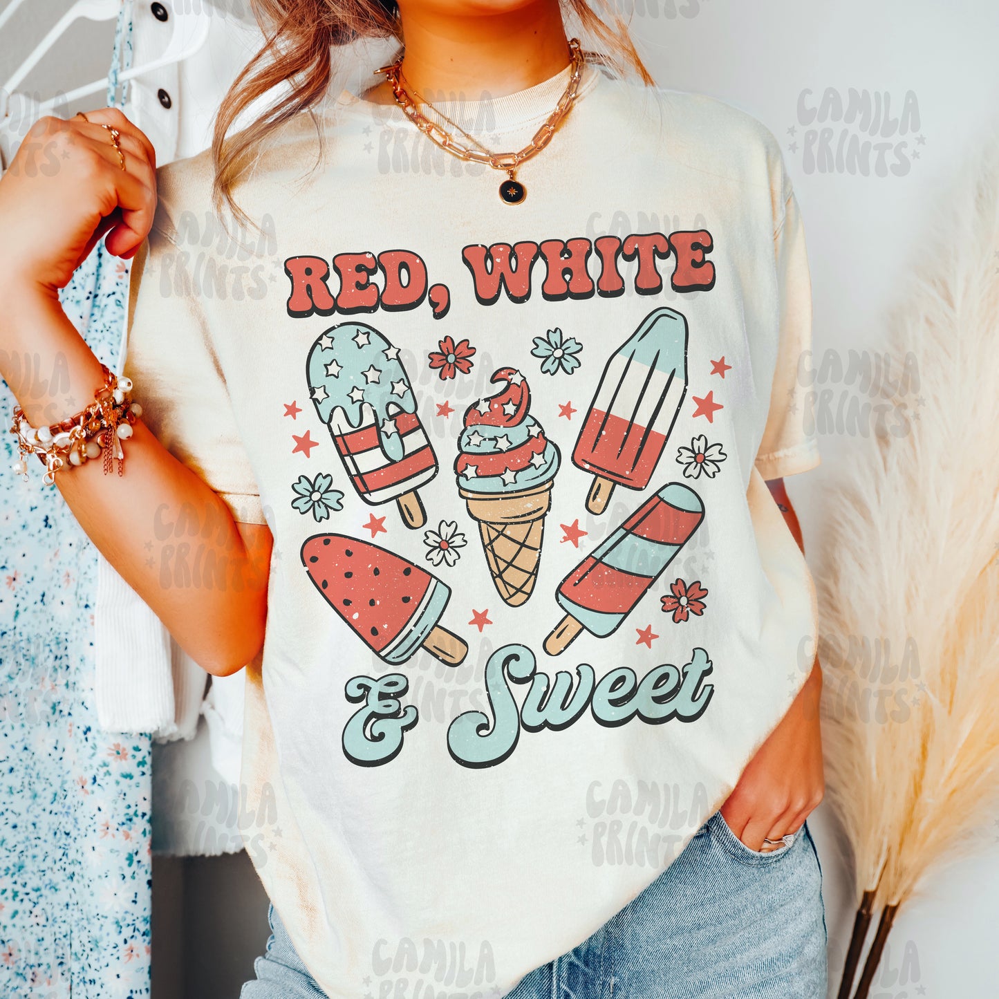Fourth of July SVG Red, White and Sweet PNG Sublimation T Shirt Design
