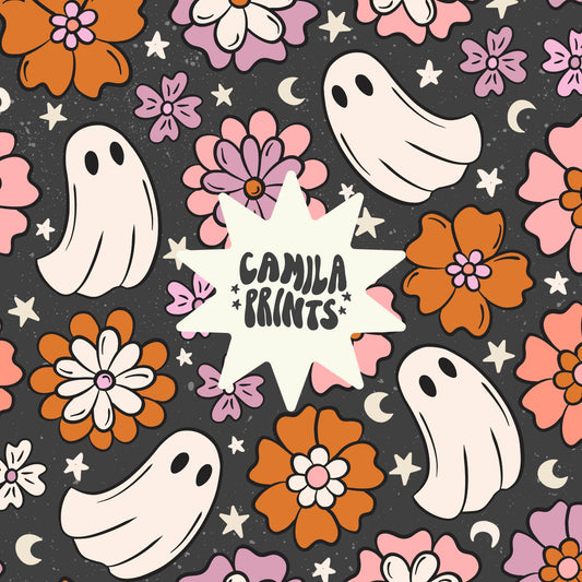 Halloween Pattern Floral Ghosts