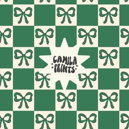 Checkerboard Bows Christmas Seamless File for Fabric Sublimation