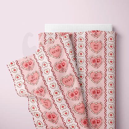 Valentine Hearts Stripes Seamless Pattern