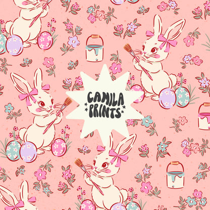 Easter Bunny in Pink Seamless Pattern - Colorways Included