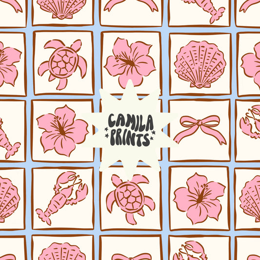 Seashell Tiles Seamless File - Colourways Included