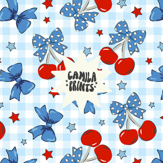 Fourth of July Cherry in Blue Seamless File