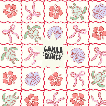 Preppy Summer Turtles and Bows Seamless File
