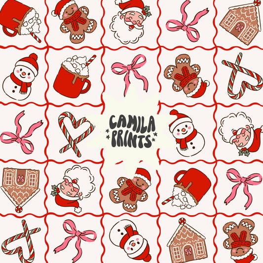 Santa and Bows Checkerboard