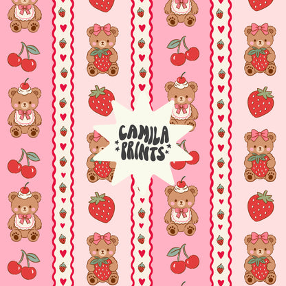 Valentines Teddy Bear and Cherries