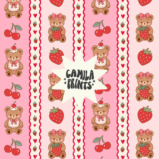 Valentines Teddy Bear and Cherries