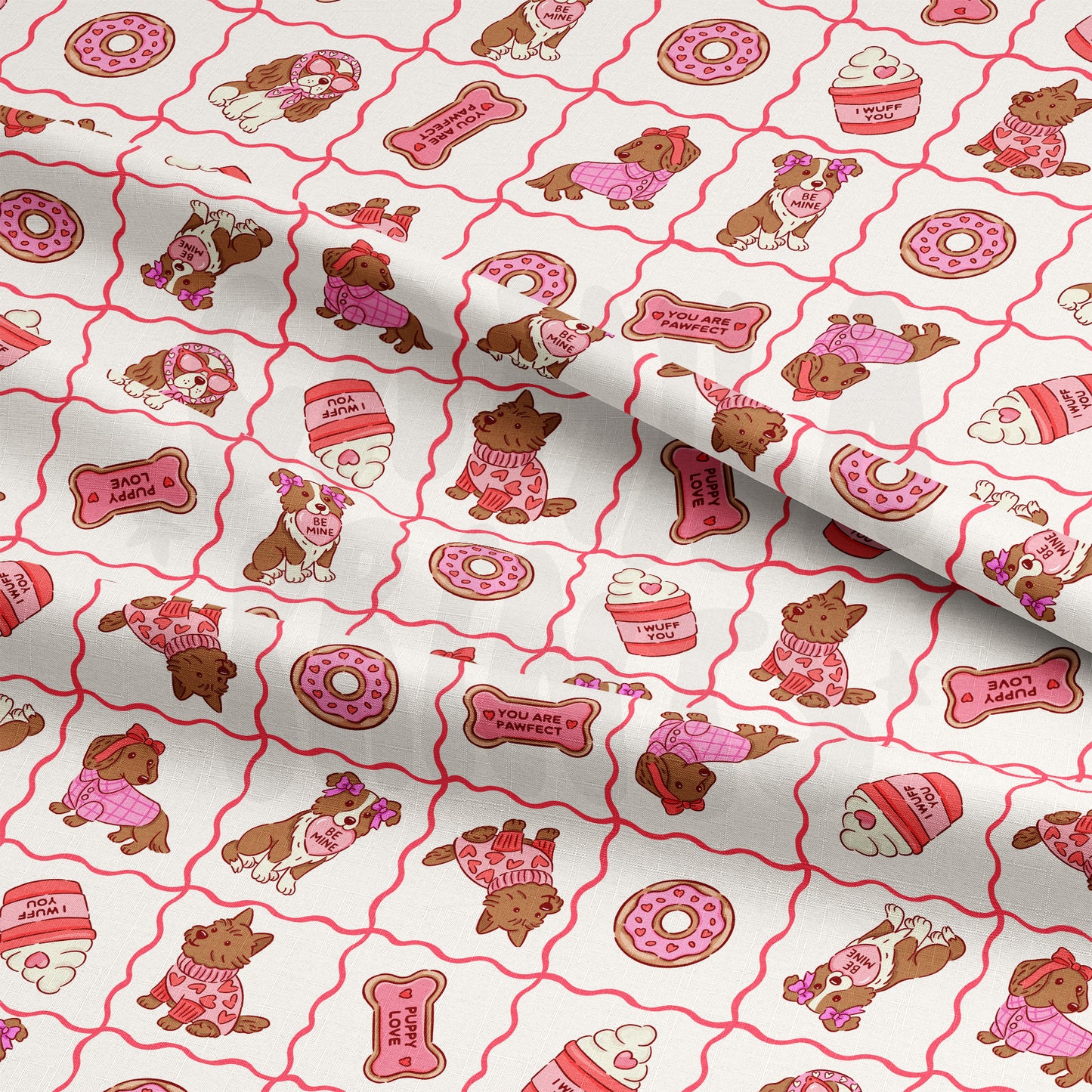 Valentines Dogs and Bows Checkerboard