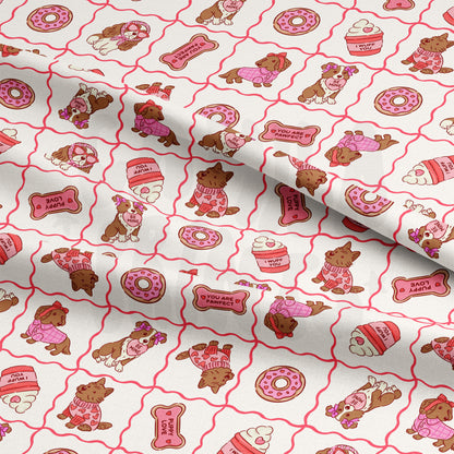 Valentines Dogs and Bows Checkerboard
