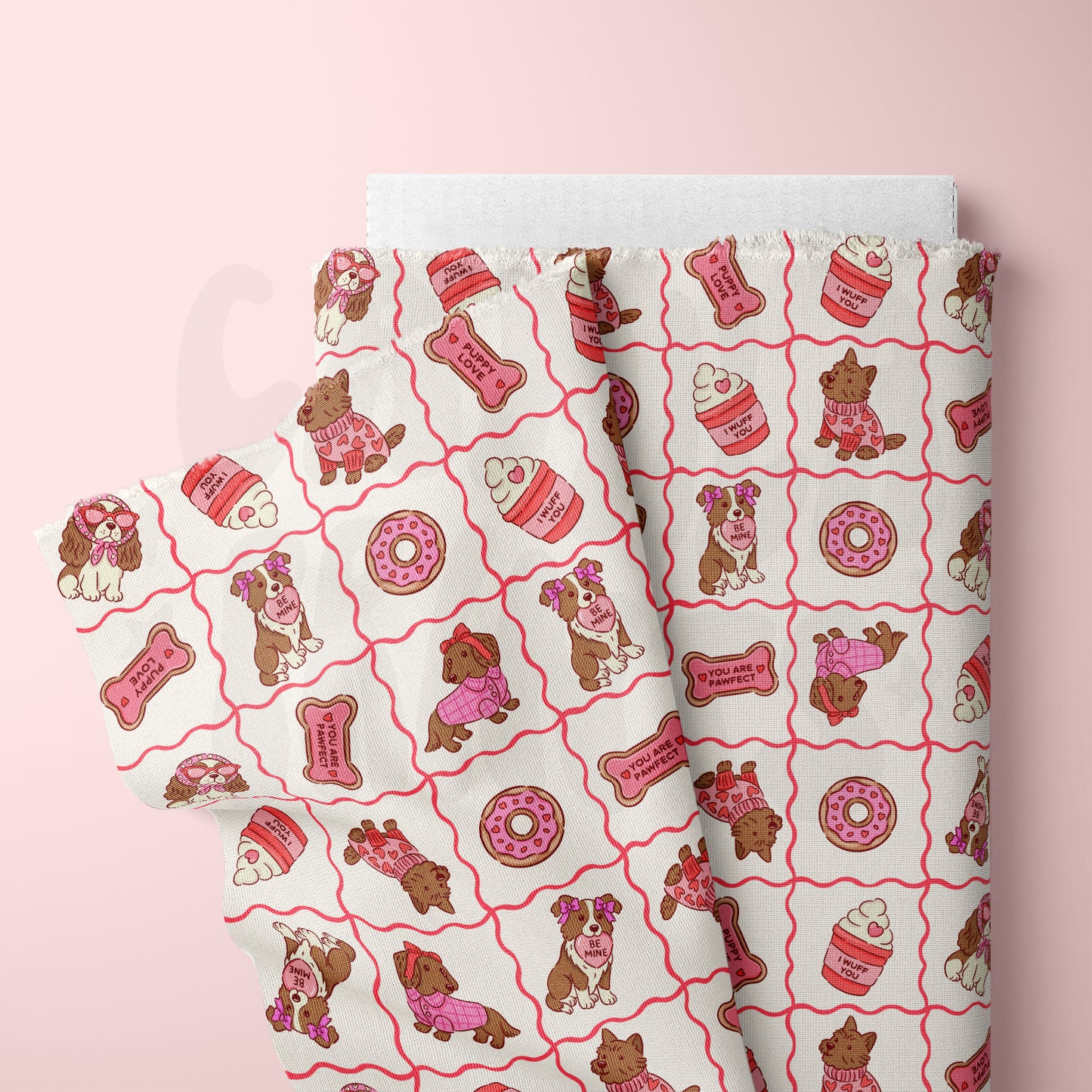 Valentines Dogs and Bows Checkerboard