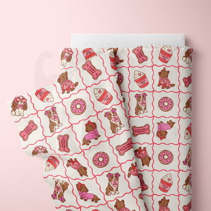 Valentines Dogs and Bows Checkerboard