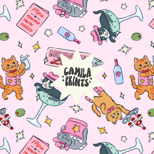Disco Party Pattern Martini Kitty