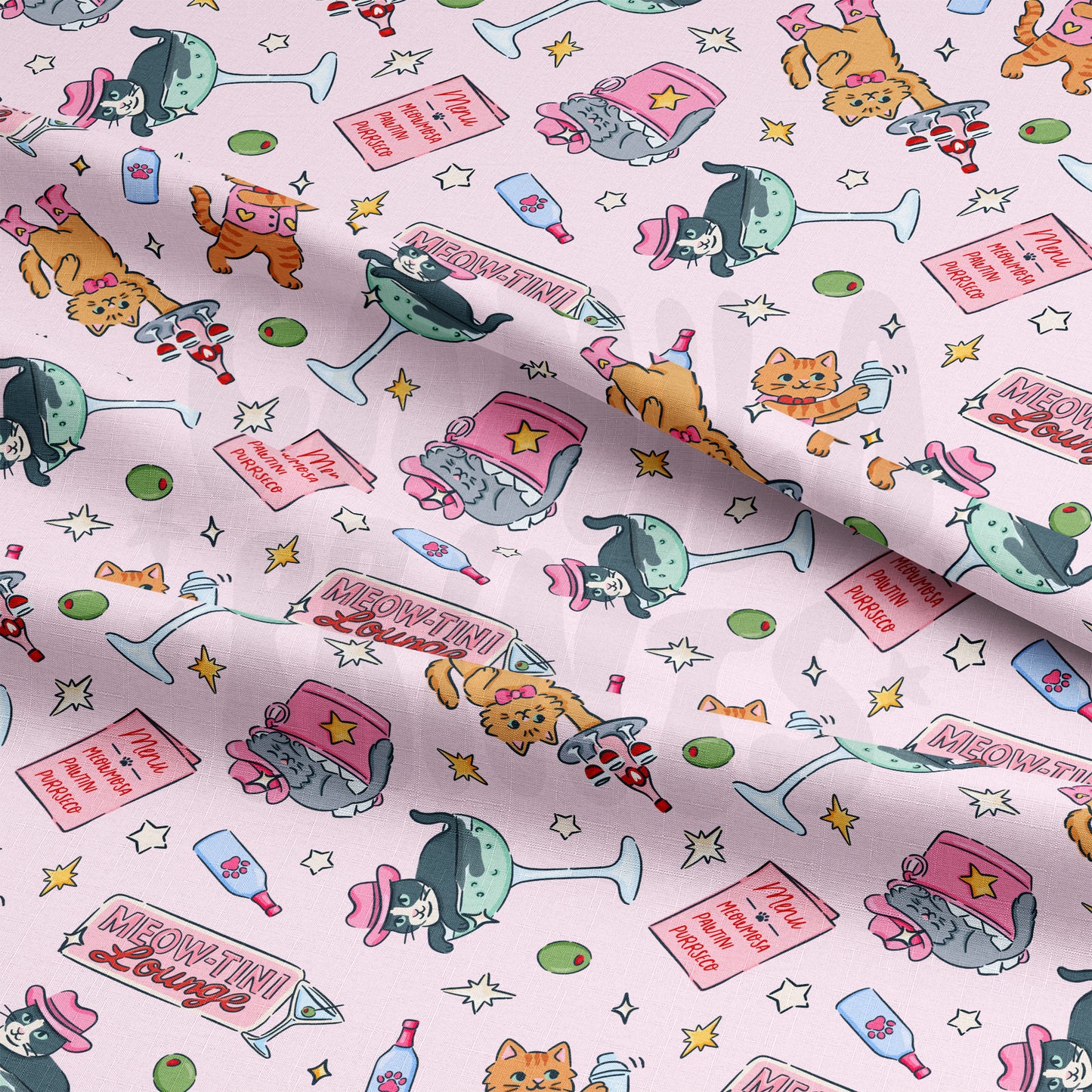 Disco Party Pattern Martini Kitty