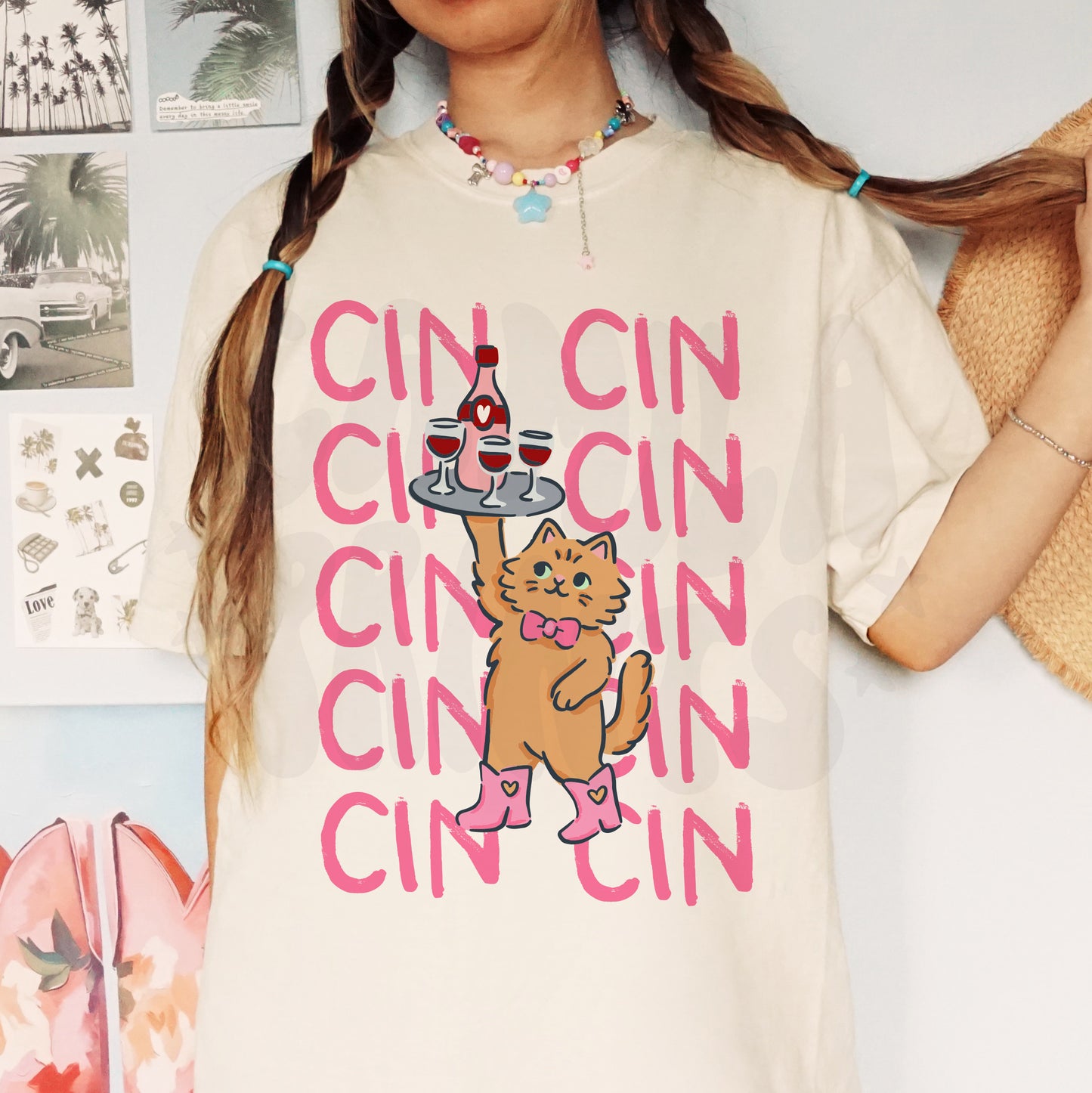 Disco Kitty Png Sublimation Wine Cin Cin