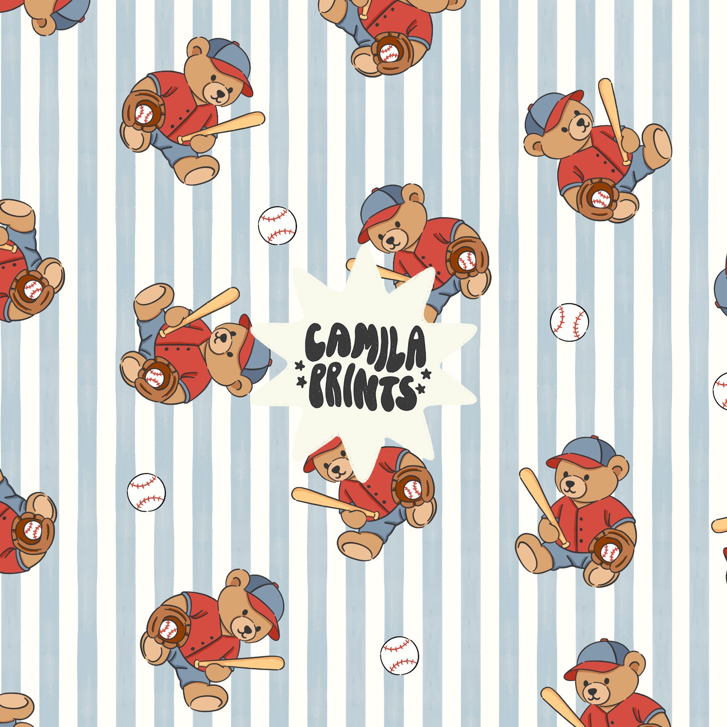 Baseball Teddy Bear Stripes