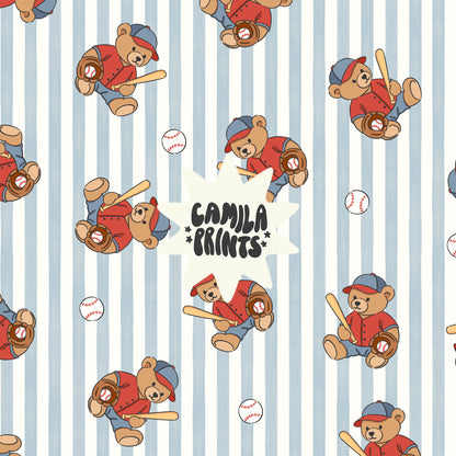 Baseball Teddy Bear Stripes