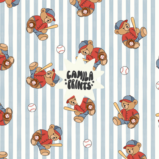 Baseball Teddy Bear Stripes