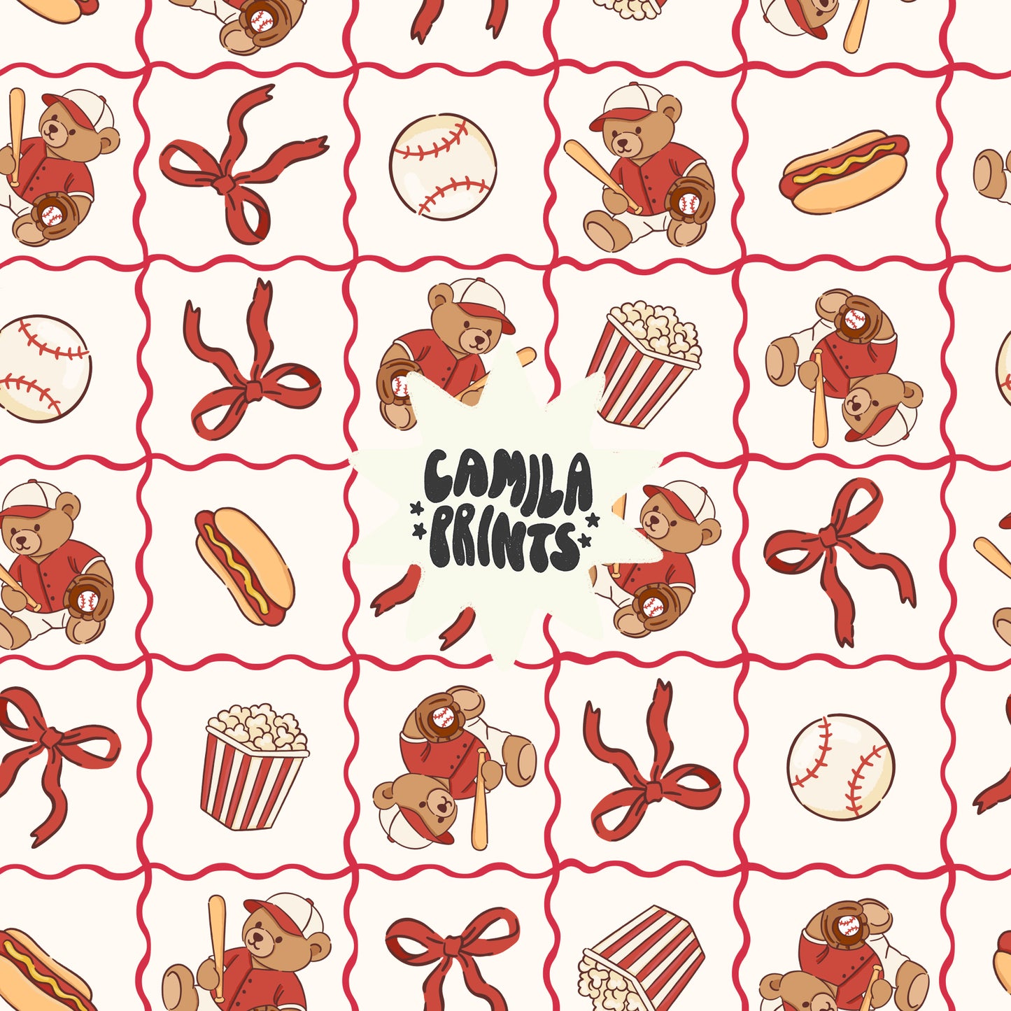 Ballpark Teddy Bear Checkerboard