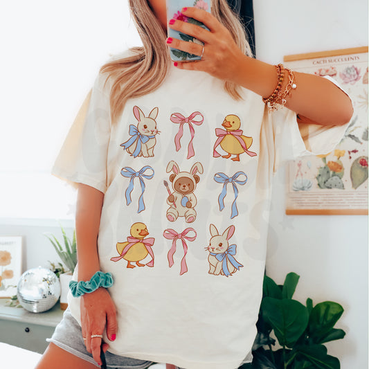 Easter Teddy Bear and Bows PNG