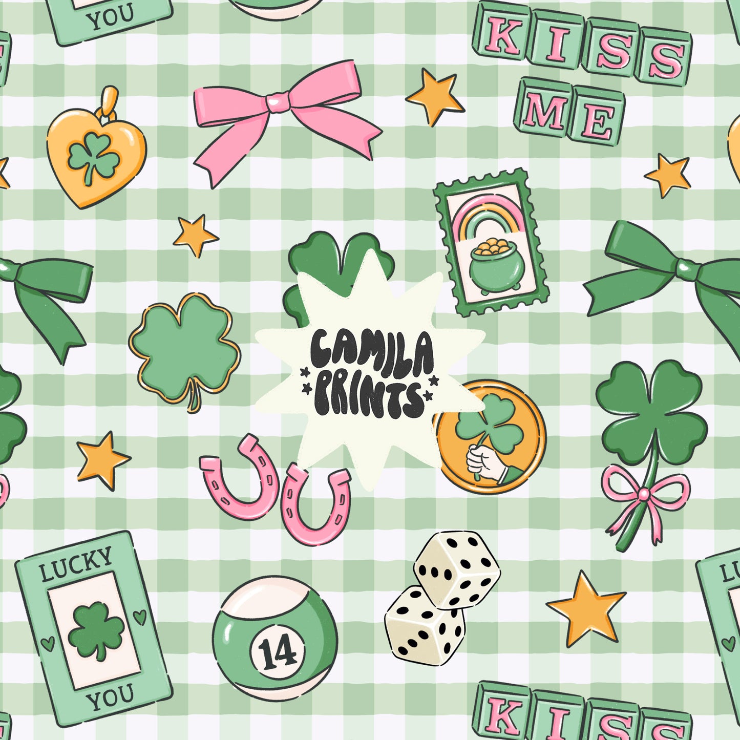 St Patricks Seamless Pattern Charms and Trinkets