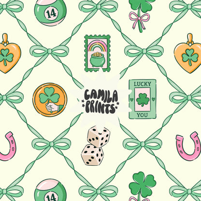 St Patricks Bow Trellis Seamless Pattern