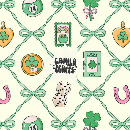 St Patricks Bow Trellis Seamless Pattern