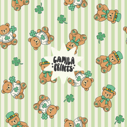 Lucky Teddy Bear Seamless Pattern St Patricks