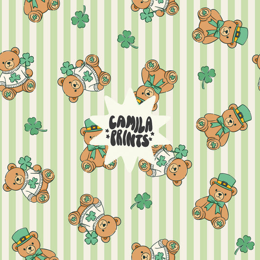 Lucky Teddy Bear Seamless Pattern St Patricks