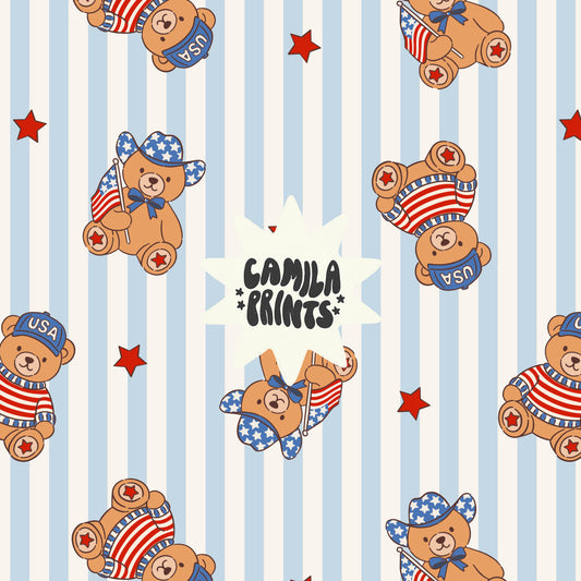 USA Teddy Bear Fourth of July Seamless File
