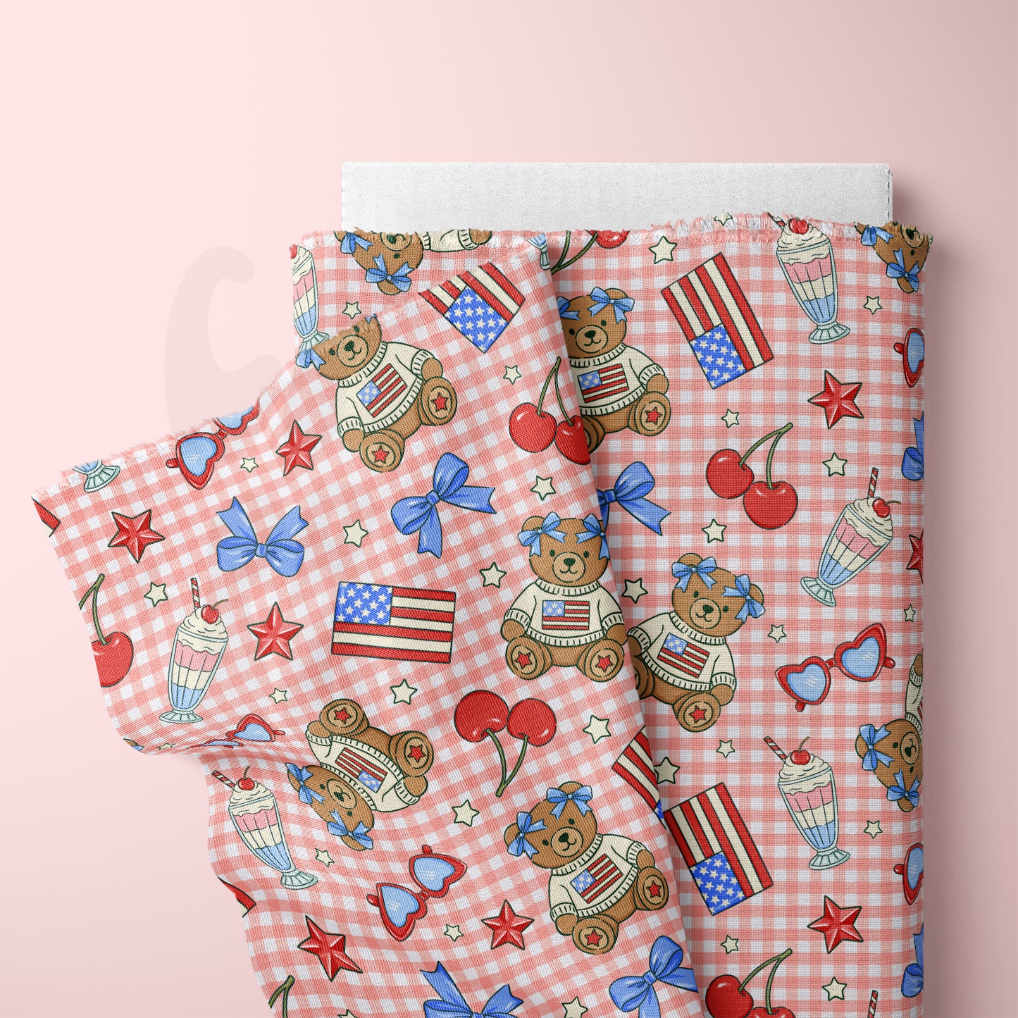 Vintage Teddy Bear Seamless File in Red
