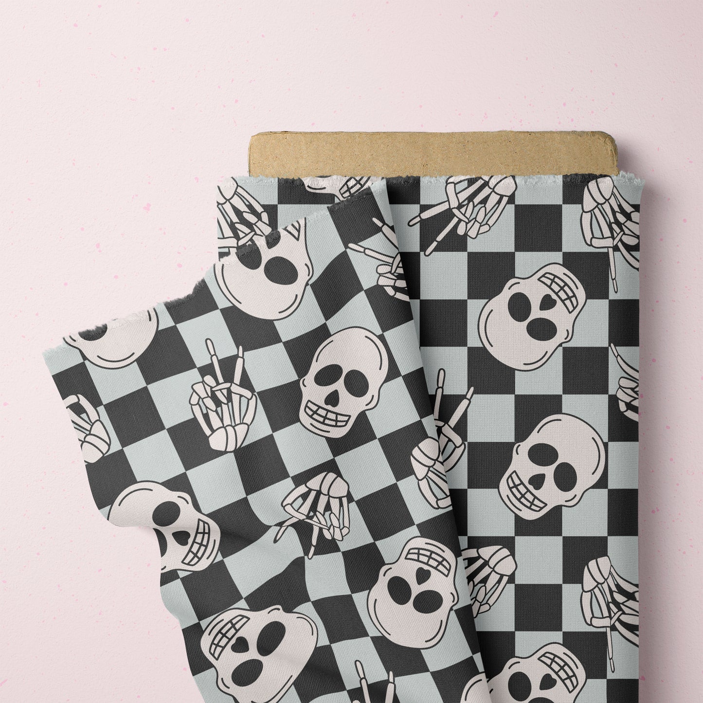Boy Halloween Pattern Spooky Checkerboard Seamless Repeat Pattern for Fabric Sublimation